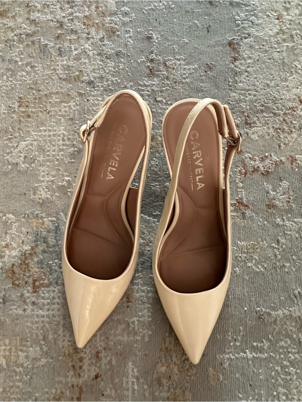 Carvela Women's Cream Pointed Slingback Heels